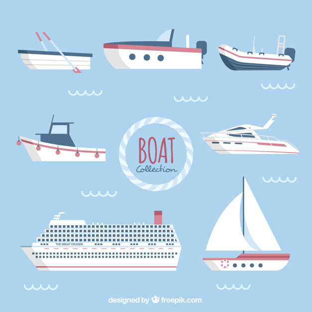 626x626 Assortment Of Flat Boats With Red Details Vector Free Download