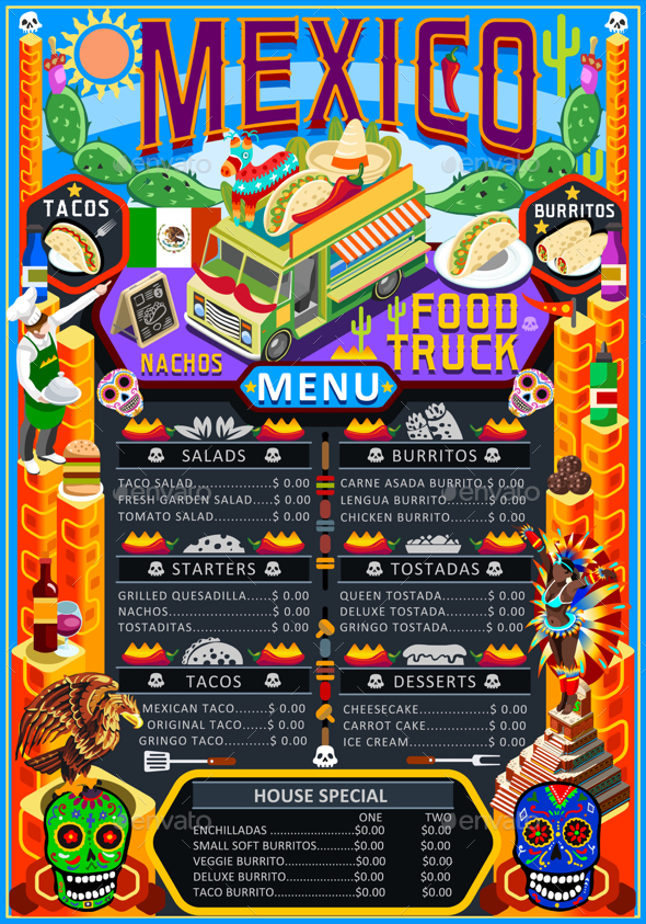 590x843 Food Truck Menu Street Food Mexican Festival Vector Poster By