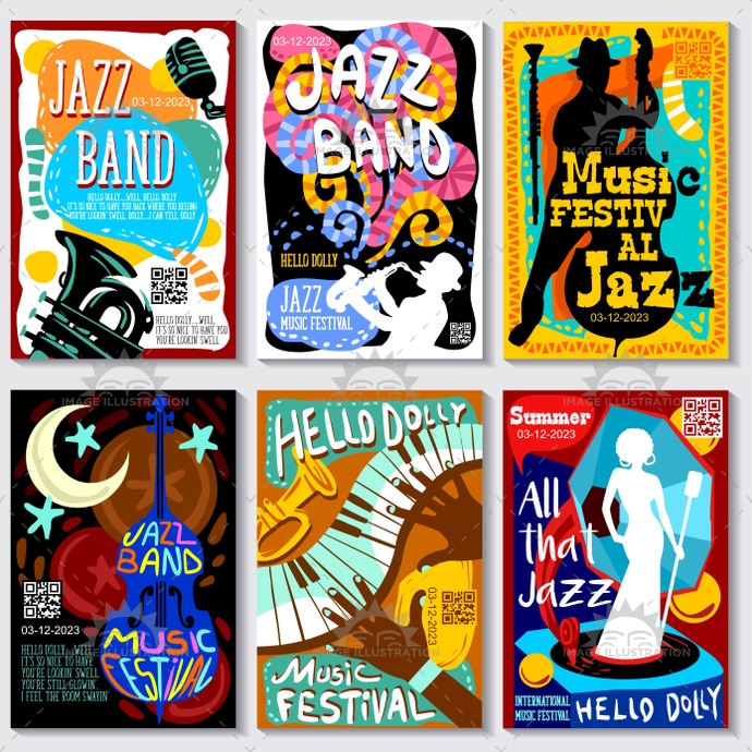 690x690 Open Air Jazz Music Festival Vector Poster Design Bundle