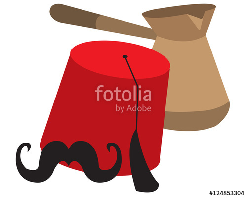 500x400 Turkish Fresh Hot Coffee And Fez Color Illustration. Stock Image