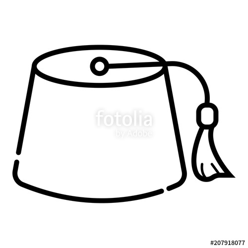 500x500 Fez Icon, Red Turkish Hat With Black Tassel, Vector Illustration