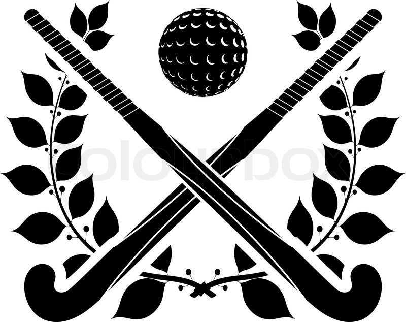 800x634 Black Silhouette Of Two Sticks For Field Hockey And Ball With A