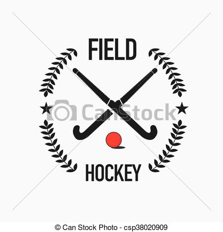 450x469 Field Hockey Team Logo. Vector Sport Club Badge With Two Sticks