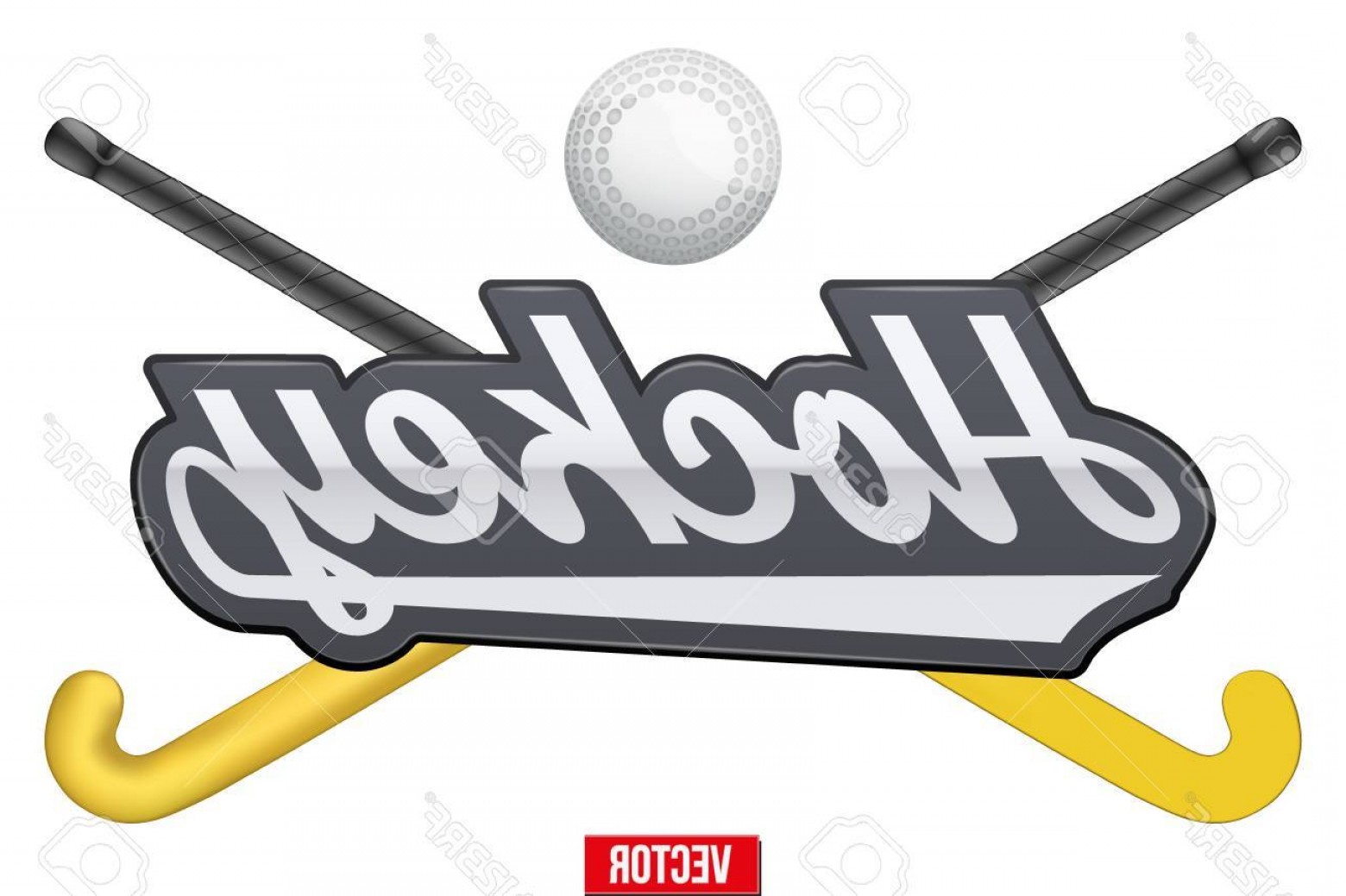 1560x1039 Photostock Vector Hockey Field Tag With Ball And Sticks Symbol Of