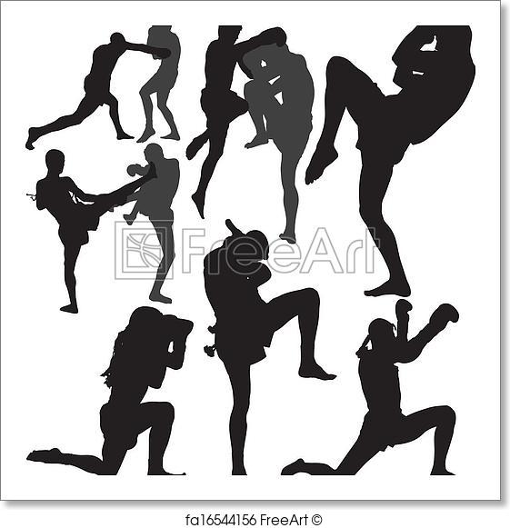 561x581 Free Art Print Of Muay Thai Vector Silhouettes. Muay Thai (Thai