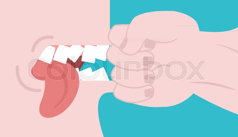 800x461 Punch On Teeth. Fist In Face To Beat. Broken Teeth. Fight Vector