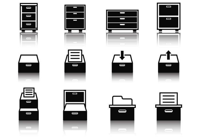 700x490 File Cabinet Icons Vector