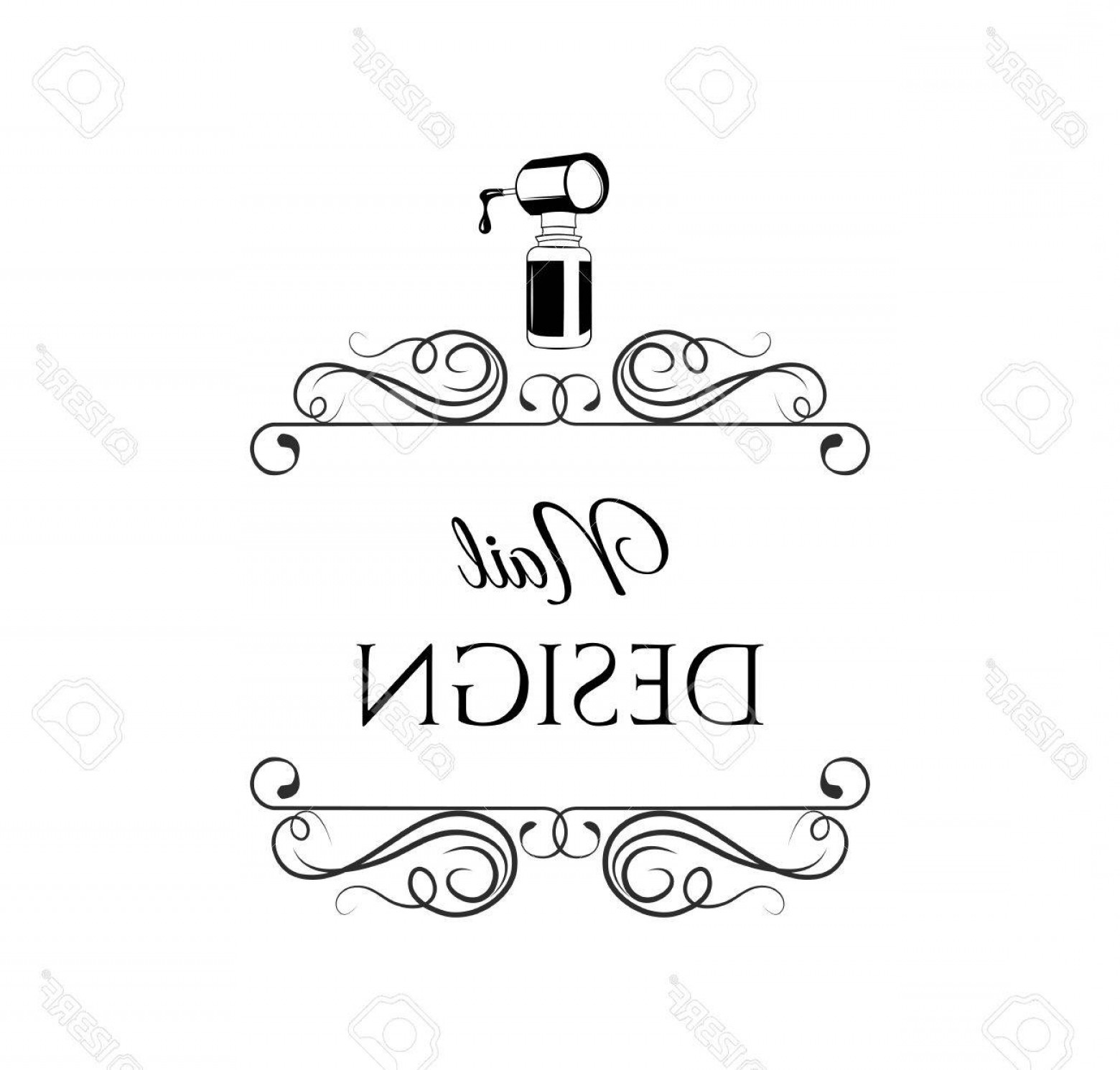 1560x1491 Photostock Vector Beauty Salon Badge Nail Polish Makeup Filigree