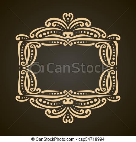 450x470 Vector Decorative Golden Frame On Dark, Ornate Decoration With