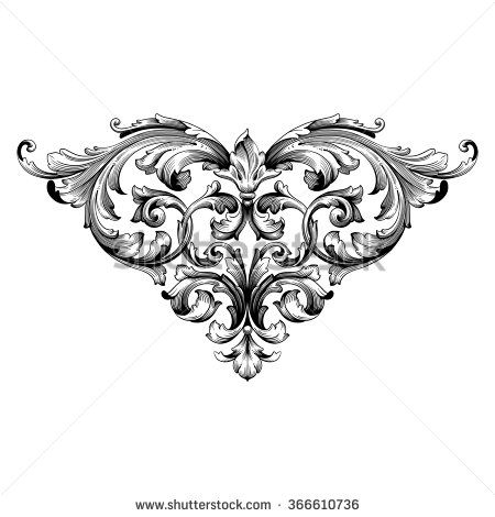 450x470 Damask Clipart Heart Filigree