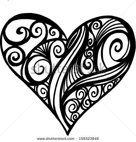 449x470 Illustration Doodle Of A Filigree Heart Podelki Iz Shpagata