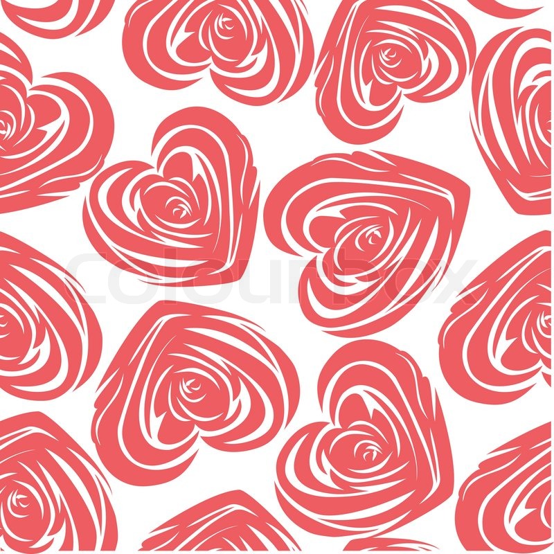 800x800 Pink Art Vector Heart, Rose Pattern. Seamless Flower Background