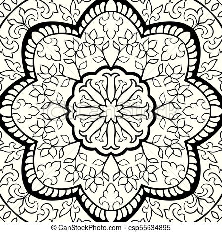 450x470 Abstract Filigree Pattern. Vector Black And White Background