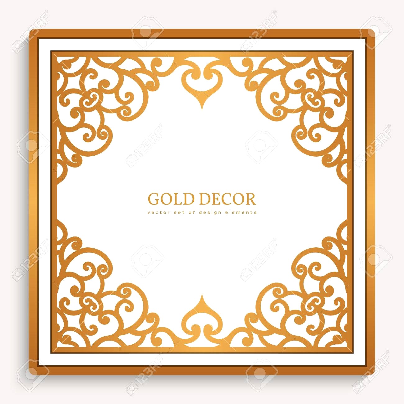 1300x1300 Vintage Gold Square Frame With Filigree Border Pattern Royalty