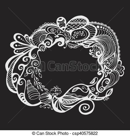 450x470 Filigree Vector Frame In Eastern Style. Ornate Element For Design