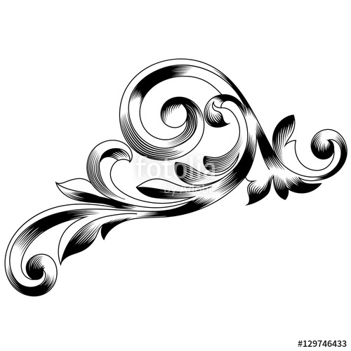500x500 Vintage Baroque Ornament. Retro Pattern Antique Style Acanthus