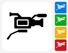 235x185 Film Camera Icon Flat Graphic Design Vector Art Illustration
