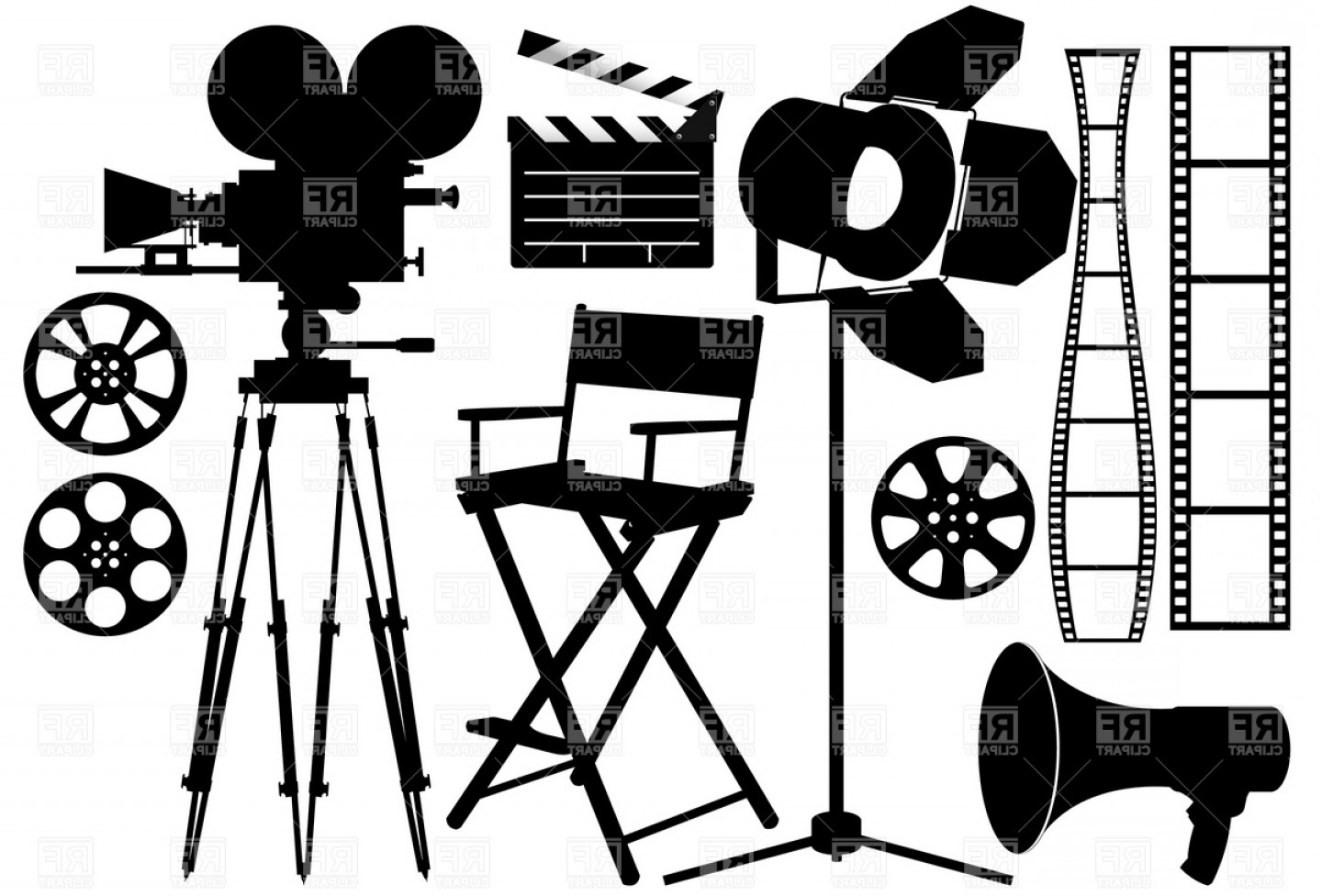 1440x976 Film Industry Silhouette Icons Vector Clipart Shopatcloth