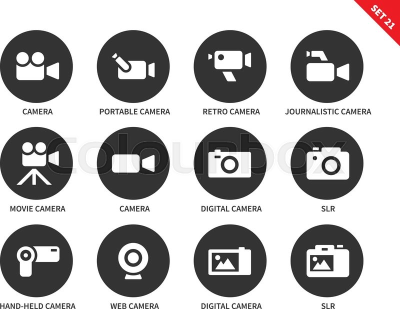 800x618 Camera And Technology Vector Icons Set. Movie And Film Industry