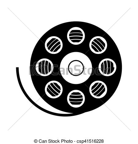 450x470 Silhouette Of Movie Film Reel Icon Over White Background. Cinema