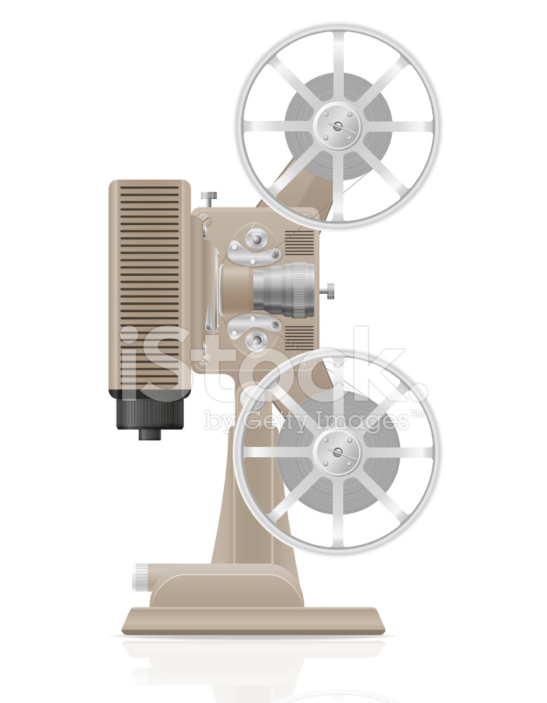 797x1024 Old Retro Vintage Movie Film Projector Vector Illustration Stock