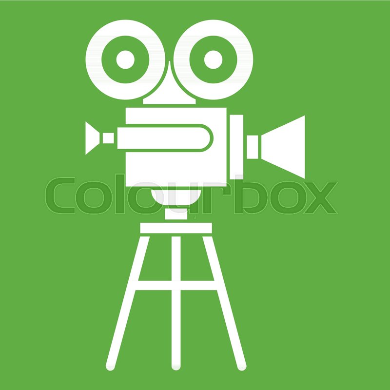 800x800 Retro Film Projector Icon White Isolated On Green Background