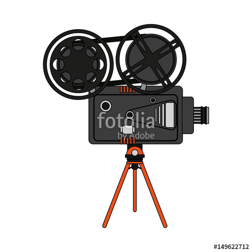 500x500 Color Image Cartoon Retro Movie Film Projector Vector Illustration