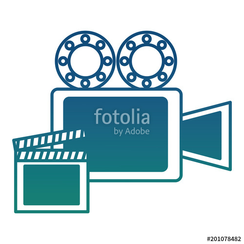 500x500 Film Projector Reel And Clapper Board Vector Illustration Degraded