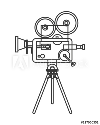 400x500 Flat Design Retro Film Projector Icon Vector Illustration