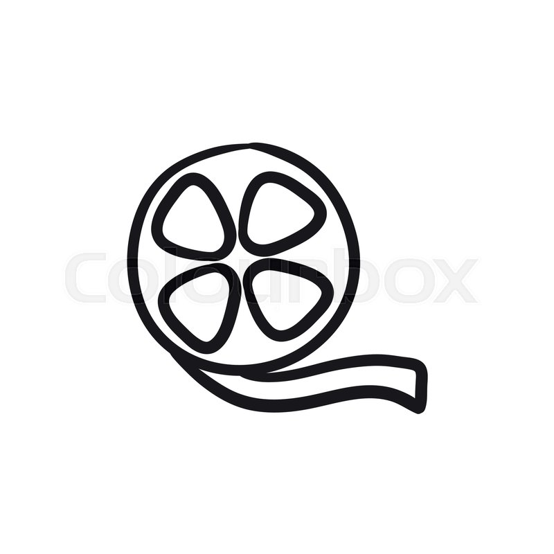 800x800 Film Reel Vector Sketch Icon Isolated On Background. Hand Drawn
