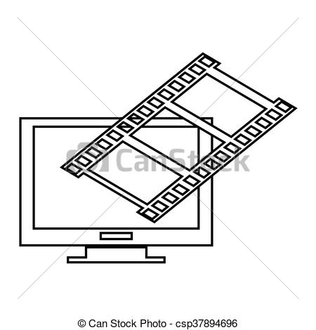 450x470 Computer Monitor And Film Roll , Vector Illustration Over White