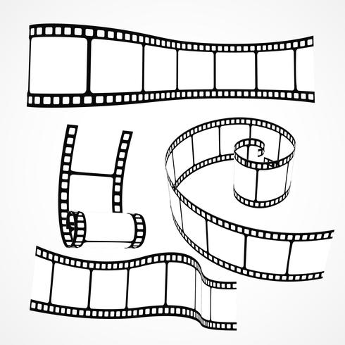 490x490 3d Film Reel Strip Vector Set