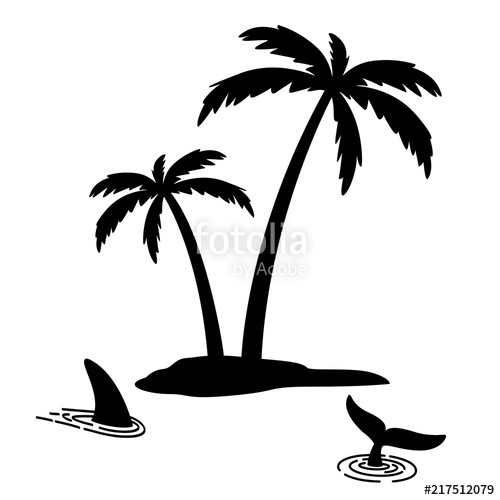 500x500 Shark Fin Vector Icon Island Palm Tree Coconut Logo Dolphin