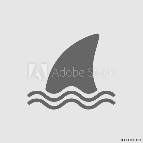 500x500 Shark Fin Vector Icon. Shark Danger Simple Isolated Symbol. Marine