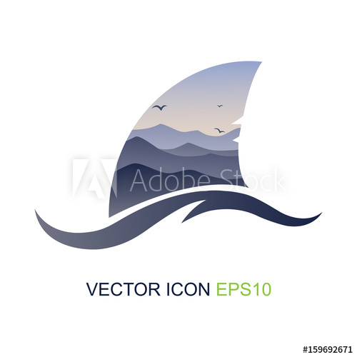 500x500 Shark Fin. Vector Illustration. Vector Icon, Logo.