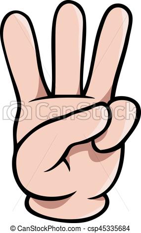 285x470 Human Cartoon Hand Showing Three Fingers Or The Number 3.