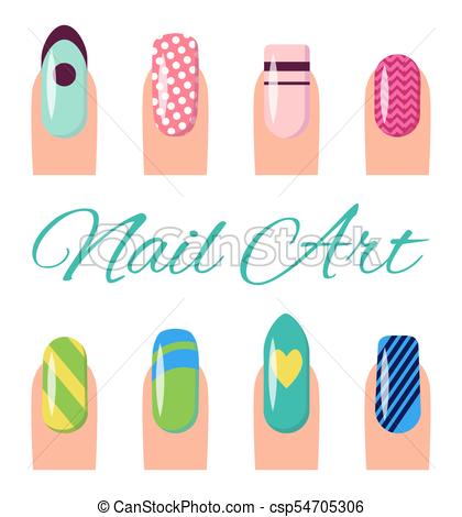 420x470 Nail Art Collection Poster Vector Illustration. Nail Art