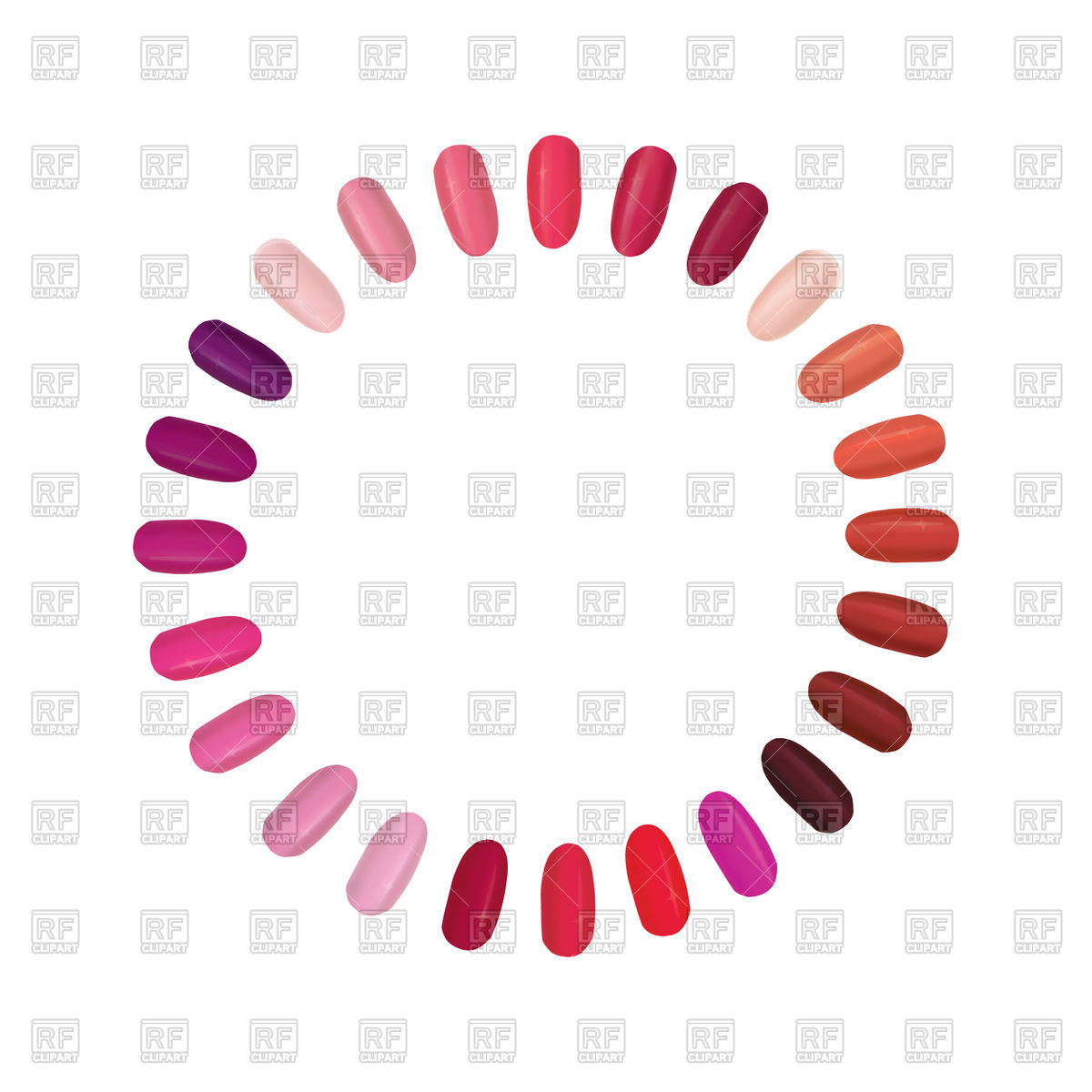1200x1200 Nail Palette Set. Colorful Nails Settled In Circle. Vector Image