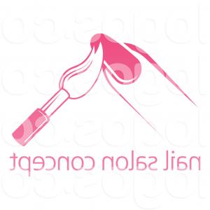 300x300 Royalty Free Vector Logo Of Pink Nail Polish Brush Over A