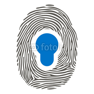 400x400 Fingerprint Keyhole Lock Icon Vector. Secure Access Data