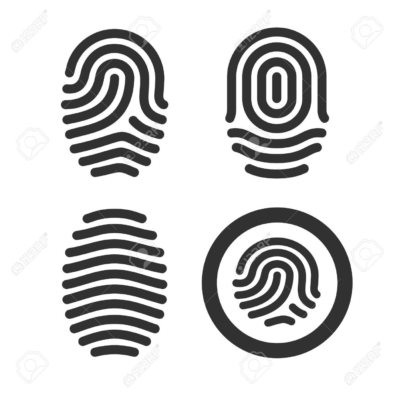 1300x1300 Fingerprint Icons Set. Vector Illustration Photography Branding