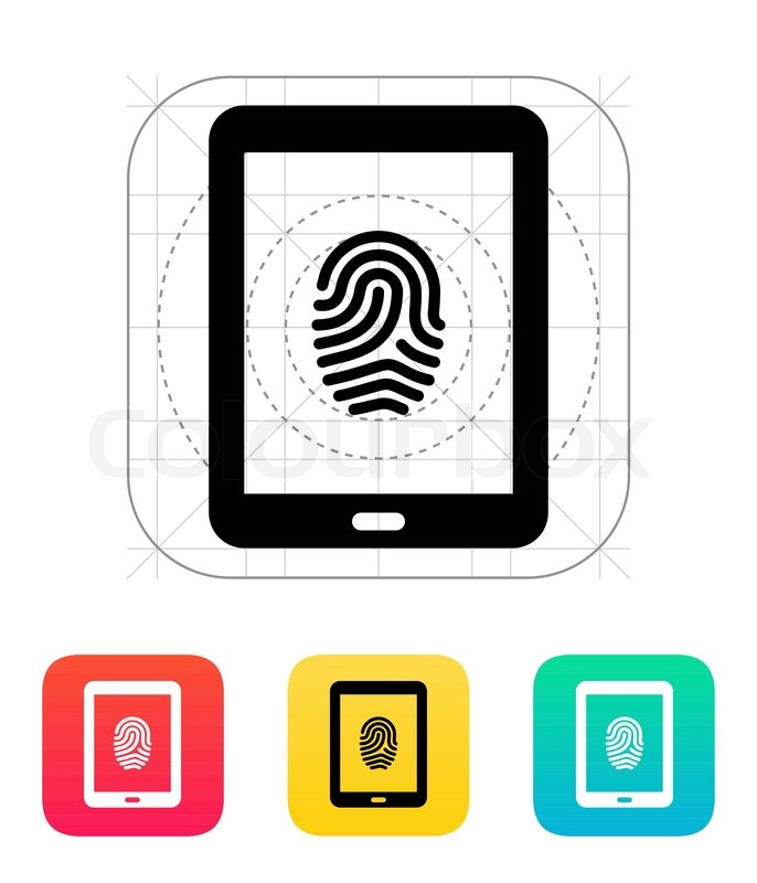 686x800 Tablet Fingerprint Icon. Vector Illustration. Stock Vector