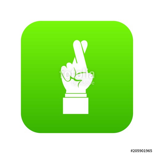 500x500 Fingers Crossed Icon Digital Green For Any Design Isolated On
