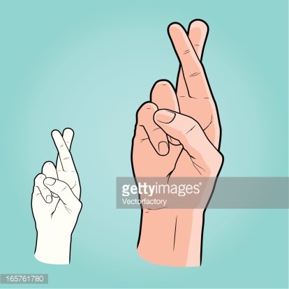 414x414 Vector Illustration Hand With Fingers Crossed Premium Clipart