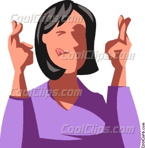 294x300 Woman With Her Fingers Crossed Vector Clip Art