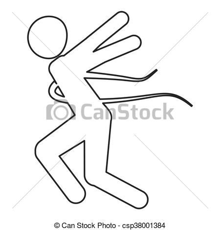 450x470 Person Running Into Finish Line Outline. Silhouette Of Person