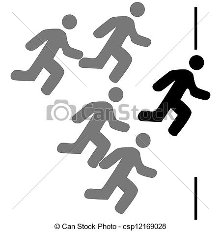 450x470 Racing To The Finish Line. Concept Illustration Showing Five Stick