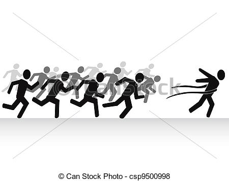 450x357 The Winner With Finish Line Against Other Competitors.