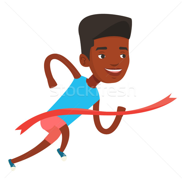 600x583 Athlete Crossing Finish Line Vector Illustration. Vector