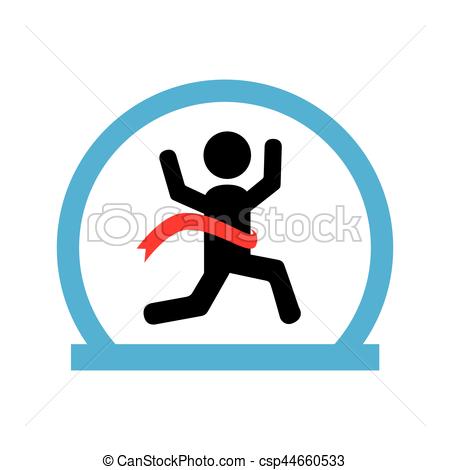 450x470 Circle Shape With Runner Crossing Finish Line Vector Illustration.